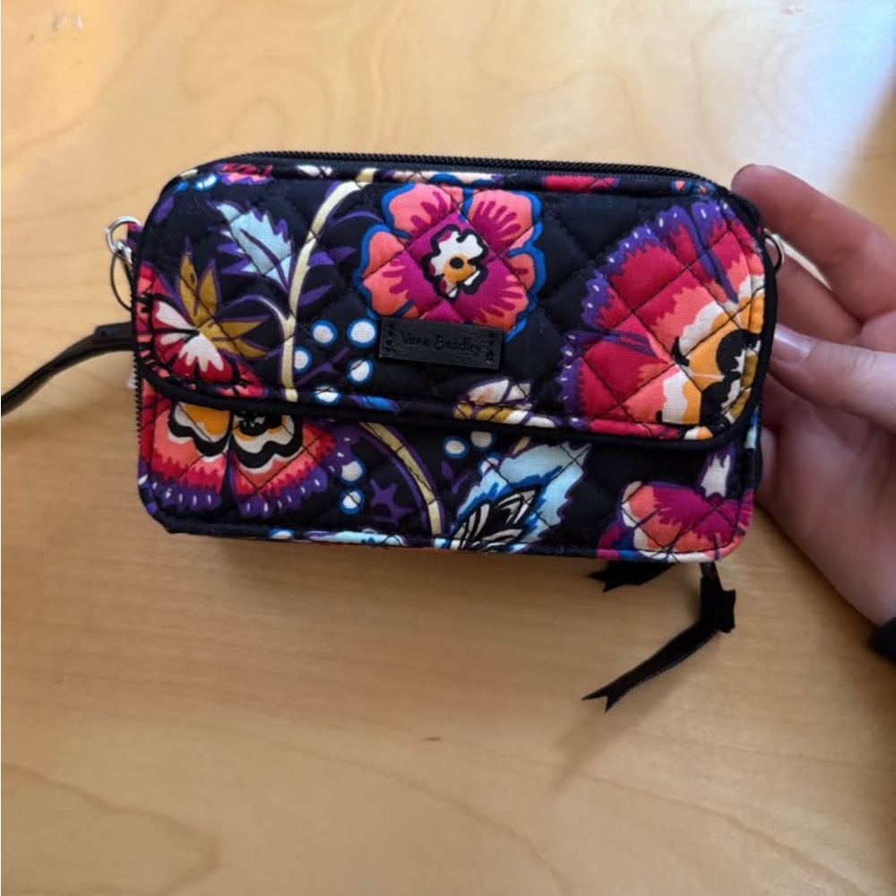 Vera Bradley Black Floral Wristlet